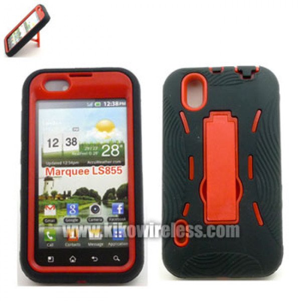 Wholesale LG Marquee LS855 Armor Hybrid Case with Stand (RedBlack)